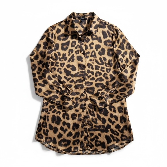 Forever 21 Tops - Forever‎ 21 Leopard Print Button Down Shirt Dress Women's Size Medium